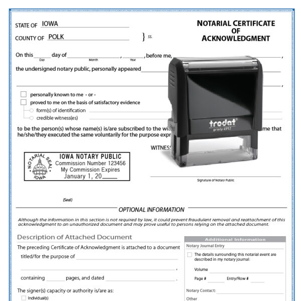 Iowa Notarization - Acknowledgment